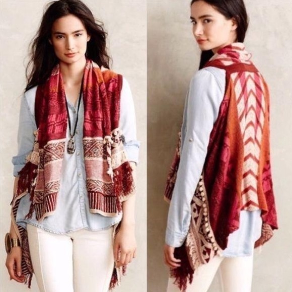 LIKE NEW ANTHROPOLOGIE BOHO FRINGE VEST. - Picture 8 of 8